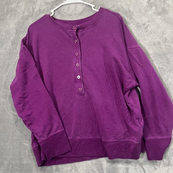 Athleta Womens Balance Henley Sweatshirt Size L Plush Nirvana Cozy Lounge Tencel - Picture 1 of 7